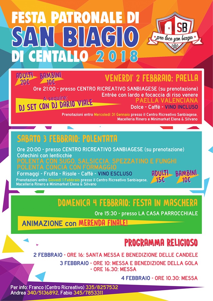 Festa patronale di San Biagio di Centallo 2018