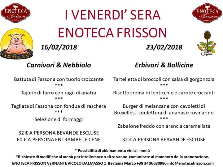 Le Cene Del Venerdì Sera All' Enoteca Frisson