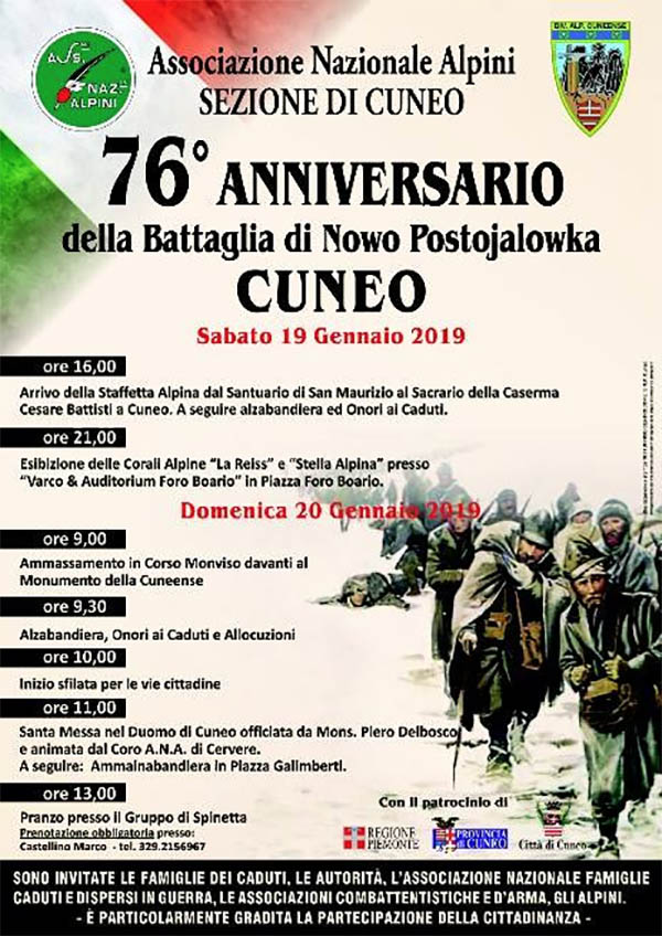 CUNEO: Anniversario della battaglia di Nowo Postojalowka 2019