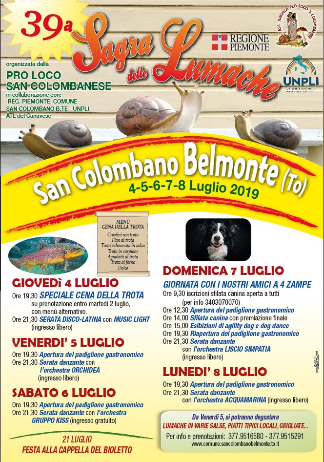 SAN COLOMBANO BELMONTE (TO): Sagra delle lumache 2019