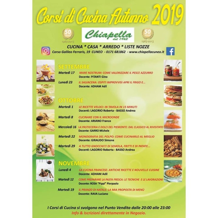 CUNEO: Corso di cucina da Chiapellla - primavera 2020