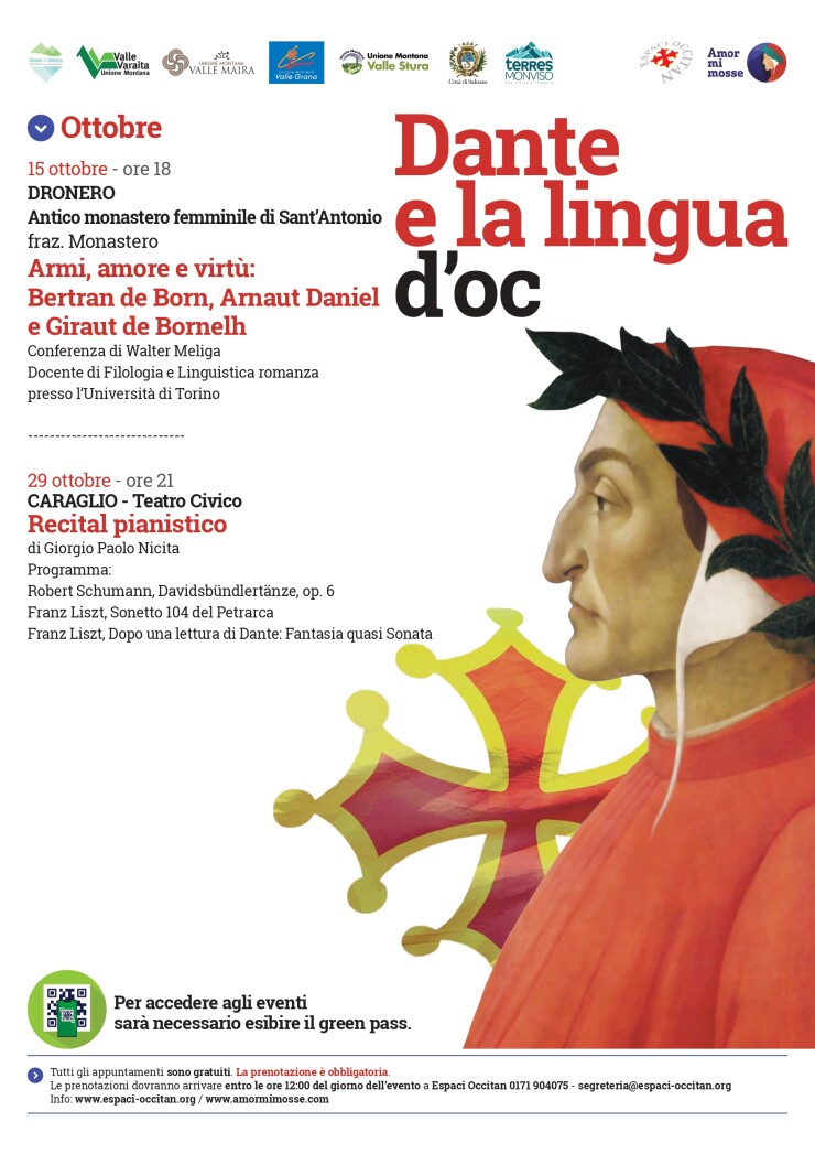 CARAGLIO: Recital pianistico di Giorgio Paolo Nicita - Dante e la lingua d'Oc