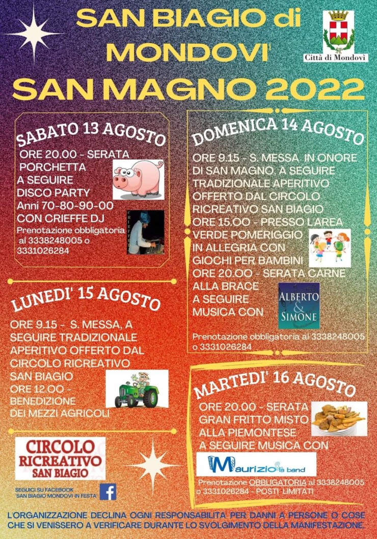 MONDOVI': Festa di San Magno 2022 in Frazione San Biagio