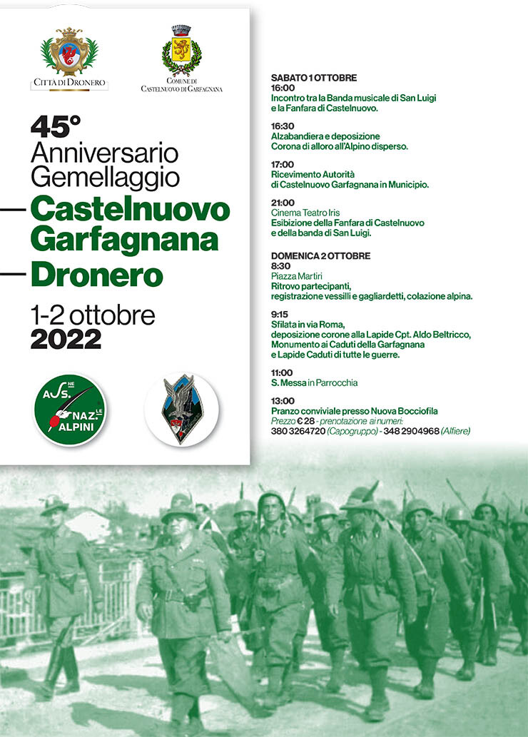 DRONERO: 45° Anniversario Gemellaggio Castelnuovo Garfagnana - Dronero