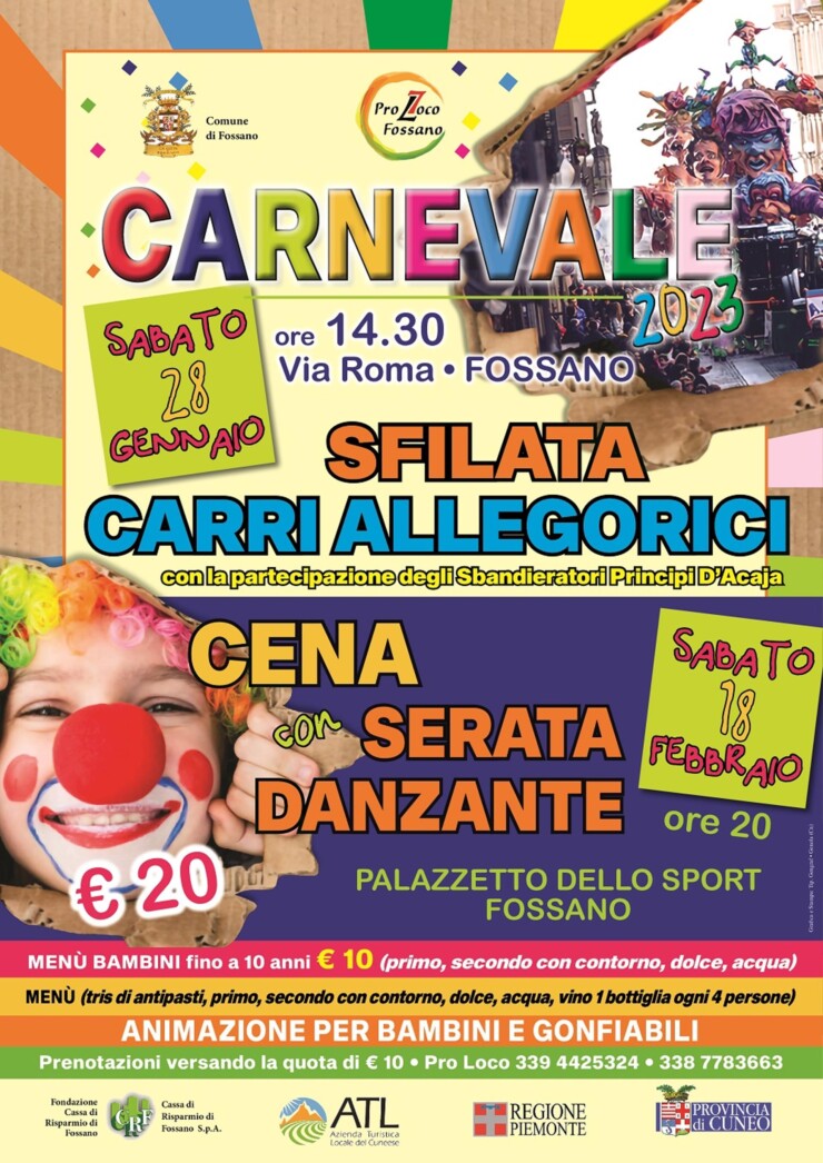 FOSSANO: Carnevale 2023 - Cena con serata danzante